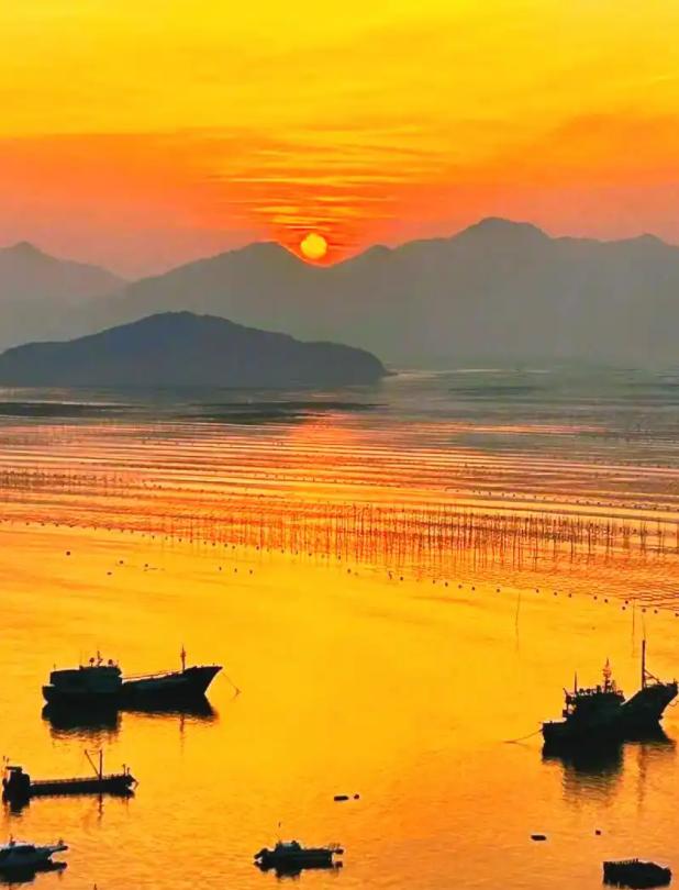 在与大海共鸣的地方,看霞辉铺满长卷,等星河坠入大海
